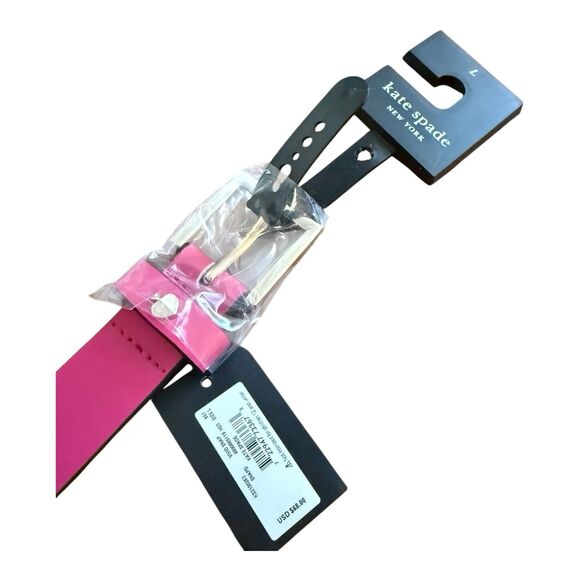Kate Spade Leather Belt with Metal Spades Gold Plate Buckle Sz Large main image 8
